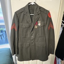 Vintage WWII WW2 US Marine Corps Corporal Dress Green Jacket WWII with Patches + picture