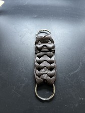 Vintage Braided Brown Leather Keychain & Key Ring Handmade picture
