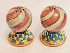 MacKENZIE-CHILDS Palm Devon Torquay Salt and Pepper Shaker Set Retired & Signed picture