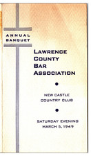 Original 1949 Meeting Program of The Lawrence County Bar Association (New Castle picture