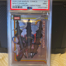 Topps 2026 CHR Marvel Comics Nightcrawler #87 Clawed Chrome Var 12/20 PSA 9 POP1 picture