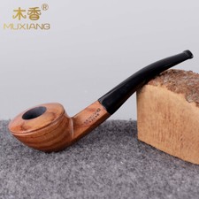 MUXIANG Handmade Rosewood Tobacco Pipe Bent Acrylic Mouthpiece Stem 9mm Filter picture