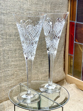 Set of 2 - Waterford Crystal Celebration Love Hearts Champagne Glasses Flutes picture