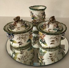 ANTIQUE Samuel Alcock BRITISH PORCELAIN WRITING DESK SET COALBROOKDALE c 1830 picture