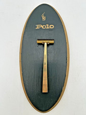 Vintage Polo Ralph Lauren Gold Tone Razor With Handmade Wall Plaque Retro Shave picture