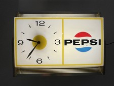 Vintage 1960's-70's Pepsi-Cola Lighted Wall Clock Sign Tel-A-Sign WORKS picture