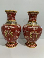 Pair Vintage Chinese Cloisonne Enamel 15