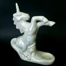 Vintage Mythical Unicorn Figurine Opalescent Iridescent Pearlescent Blue Pink. picture