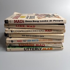 Lot of 7 Vintage MAD Magazine Paperbacks PB – Classic Humor – 60's, 70's c pics picture