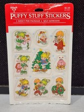 RARE 1983 SEALED AMBASSADOR HALLMARK RAINBOW BRITE PUFFY CHRISTMAS STICKERS picture