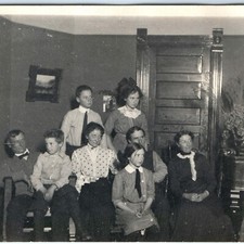 1912 Holland MI Large Family Interior Portrait RPPC Real Photo Flashlight Photo picture
