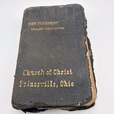 Holy Bible VTG 1941 National Bible Press Pocket New Testament Psalms Red Letter picture