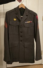 Vintage WWII WW2 US Marine Corps Sergeant Dress Green Jacket WWII with Patches + picture