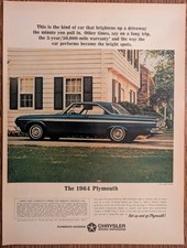 1964 Blue Chrysler Plymouth Vintage Folio Auto Car Print Ad picture
