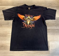 VTG 90s Harley-Davidson Motorcycles Honolulu Eagle Bull Skull Graphic Tee Shirt picture