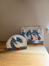 Vintage B&D Japan Country Goose Apron Hanger Napkin Holder Set Cottage Core picture