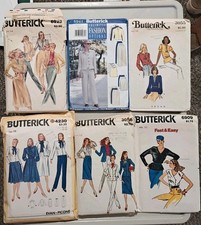 BIG TRUE  VINTAGE LOT (6) BUTTERICK RETRO 1970S 1980S SEW PATTERNS SIZE 8-14 picture