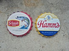 Hamm's Beer, Schmidt Beer Bottle Cap Tin Metal Wall Sign 12