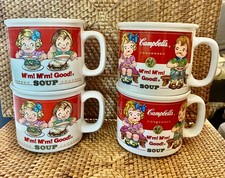 (4) Vintage Campbell Soup Company Soup Ceramic Mugs Cups Bowls picture