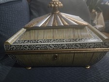 RARE REPRODUCTION Anglo Indian Bone Quill Sandalwood Footed Box  picture
