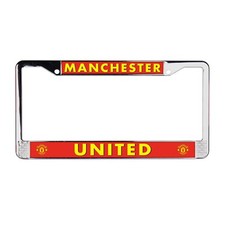 Manchester United 3D Polyurethane Domed 2-Hole Chrome Metal License Plate Frame picture