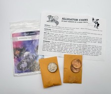 Vintage Alligator Coins Magic Trick Set Gimmicked Half Dollar 2 Copper Coins picture