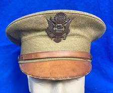 WWI WW1 AEF US Army Officers Uniform Visor Hat Cap ~ Named picture