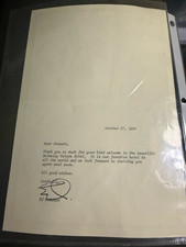 Ed McMahon Signed Typed Letter October 27, 1983 Hemsley Palace Hotel Celebrities picture