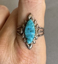 Zuni Sterling Silver And Turquoise Ring size 5 1/2Signed W .Quam picture