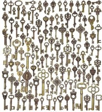 Lot Of 125 Vintage Style Antique Skeleton Furniture Cabinet Old Lock Keys Jewelr picture