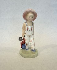 Vintage ROYAL DOULTON Figurine HN2040 RN842482 Boy w/ Doll, Bunnykins Overalls picture