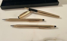Vintage Cross Set of 3 Gold Filled 10KT Fountain Pen Biro Portamine USA picture