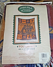 Vintage High Pile by San Marcos Cowboy Horse Western Reversible Blanket 60