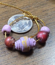 Rare Pink Peru Stepped Bicone TRADE BEADS Venetian Glass African picture