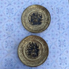 Vintage pair of embossed, brass religious wall plaques, beautiful details picture