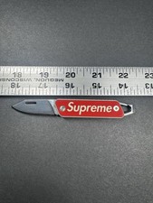 Supreme x TRUE Modern Keychain Knife Red G10 Pocket Knife Used Carabiner picture