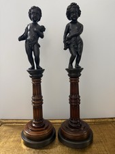 Pair Bronze Cherubs By Theodore Alexander picture