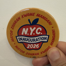 Exclusive NYC Inauguration 2026 Mayor Zohran Mamdani Button, Democrat 3” Pin picture