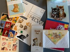 VINTAGE COLLECTION OF CAT STICKERS, NOTEPADS, STATIONARY, AND TABLETS picture