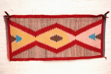 Antique Navajo Rug Textile Native American Indian 41x18 Eye Dazzler Weaving READ picture