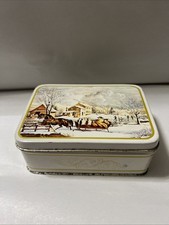 Vintage Giftco - Snowy Sleigh Ride Tin Empty 3 1/ X 5 Inch picture