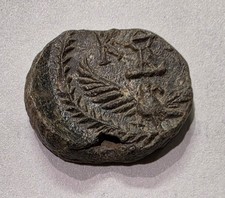 Byzantine Lead Seal Eagle Symbol & Greek Monogram Holy Land Find 21mm Authentic picture
