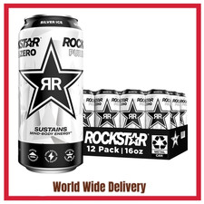 Rockstar Pure Zero Energy Drink, Silver Ice, 0 Sugar, 16oz (Pack of 12) picture