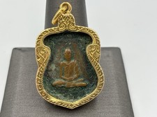 Antique 22K/24K Gold Bronze Copper Thai Buddha Amulet Pendant Phra Phuttha Charn picture