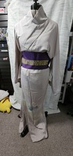 Authentic Japanese Silk Kimono - Vintage visiting painted floral kimono. picture