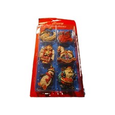 Vintage Christmas Ornaments, Resin, In Packaging, New Old Stock, 8 Quantity picture