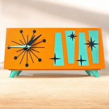 Cosmic Starburst Desk Clock – Retro Mid-Century Modern Atomic Space-Age Clock picture