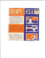 Joe Gordon Stan Hack Champs of the usa Set #21 1940 Wheaties card picture