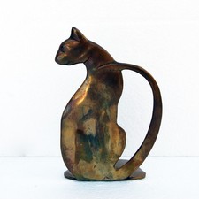 Vintage Art Deco Brass Single Cat Bookend 6.5