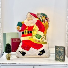 Vintage 1950’s Noma Lites Glolite Santa Merry Christmas Vacuform Stand Hang 25” picture